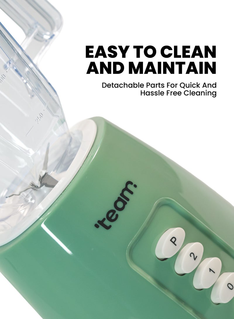 تيم TEAM 3‑in‑1 Electric Blender Mixer Grinder with 1.5L PC Jar, Stainless Steel Blades, 2 Speed Control with Pulse, Multipurpose Smoothie & Juicer Blender, 300W Motor - Image 3